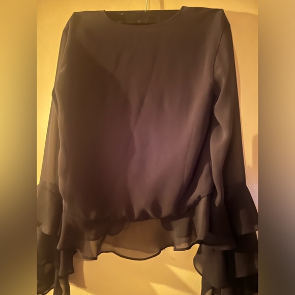 Tularosa Winnie Black Ruffle Sleeve Blouse xs fairy cottage revolve flowy sheer - Picture 6 of 7